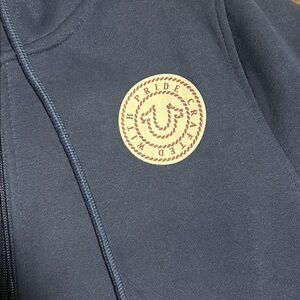 True Religion Navy Blue Jacket with Tan Logo